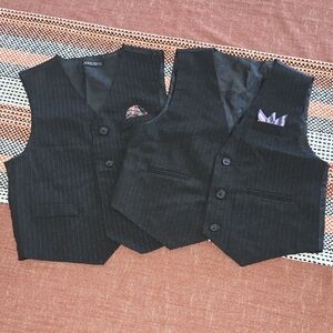 2 Stylish Black Pinstripe Kids Vests